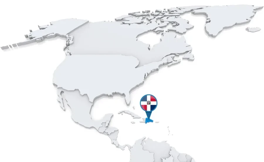 Map of the Dominican Republic and the Caribbean region.